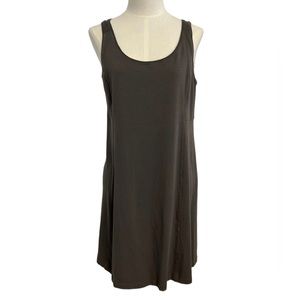 Eileen Fisher taupe‎ gray organic cotton tank summer dress petite medium.